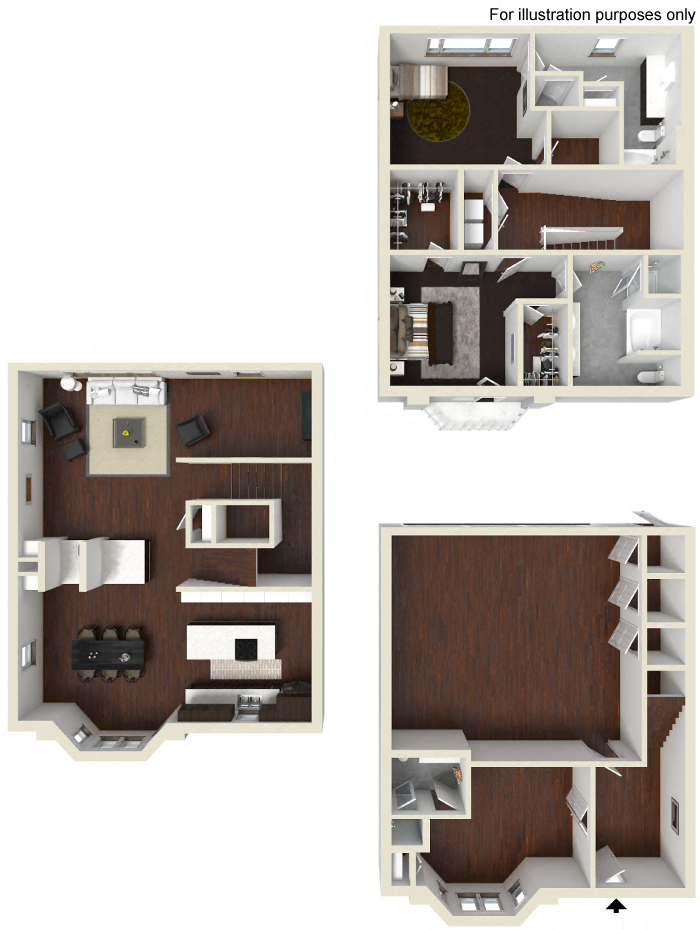 Floor plan for 2 beds, 2.5 baths, 2040 sqft